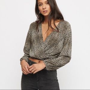 Dynamite wrap leopard print top, S
